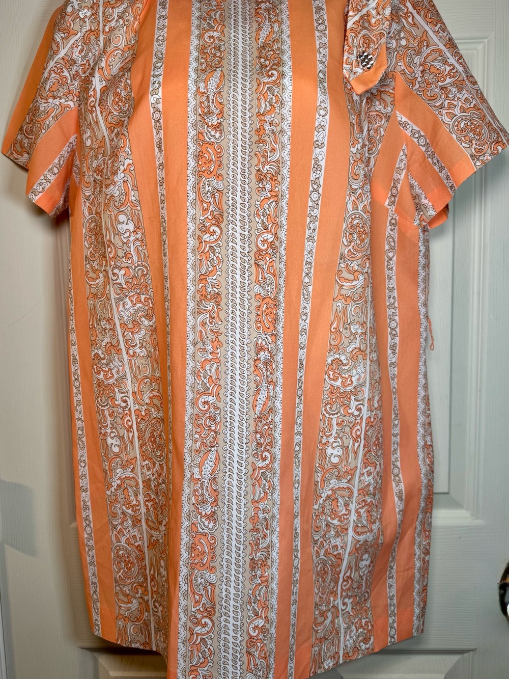 Lane Bryant Orange and White Paisley Stripe Blouse